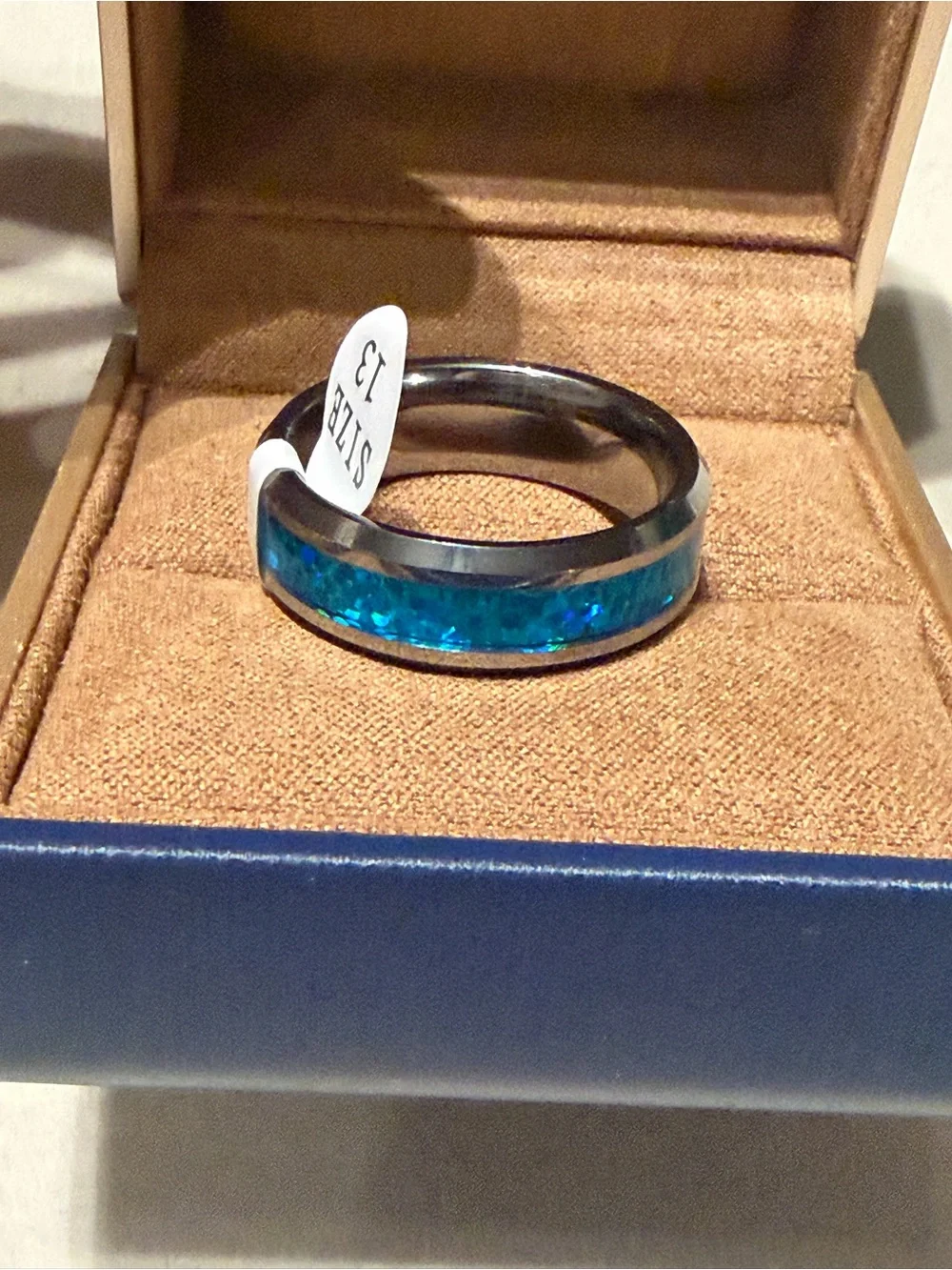 Soxeman Men’s Blue Inlay tungsten Ring 8mm - Size 13 NEW amazing gift box.